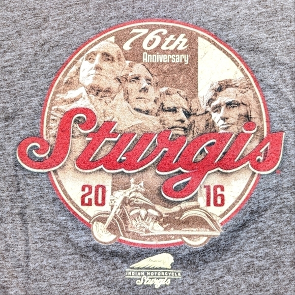 Indian Motorcycle Sturgis 2016 76th Anniversary Tee in Heathered Brown Sz Medium - Picture 6 of 8